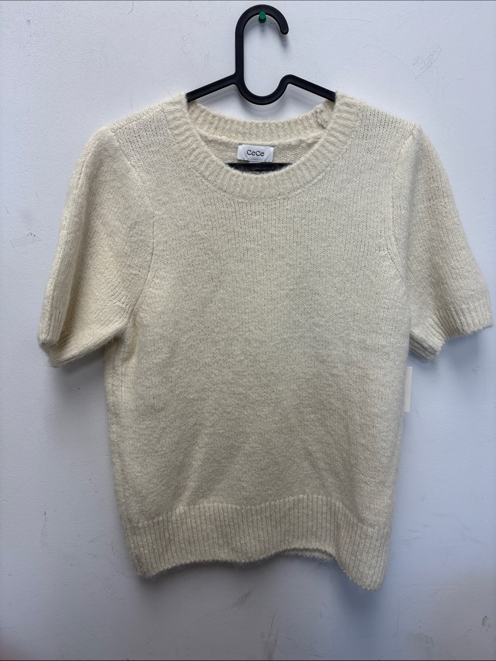 CeCe Cream Short Sleeve Crewneck Sweater